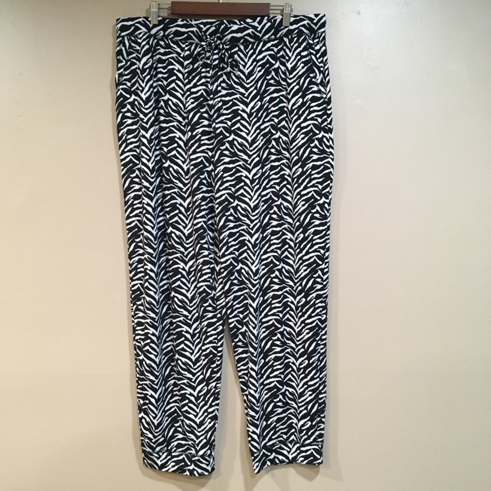 Ninexis Zebra Print Lounge Pants Womens 2X Black White Animal Pockets Lounge NEW